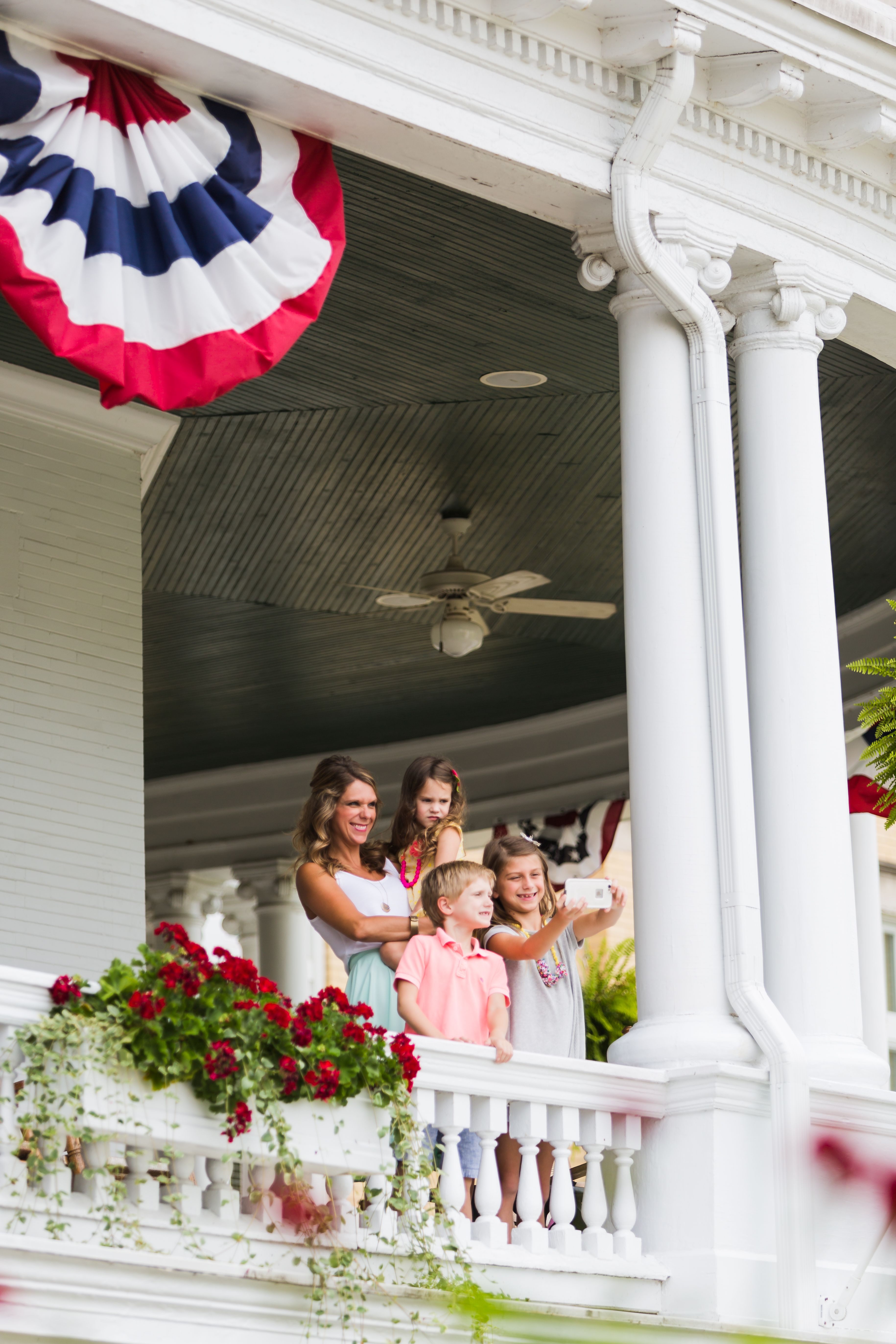 a group of people on a porch
