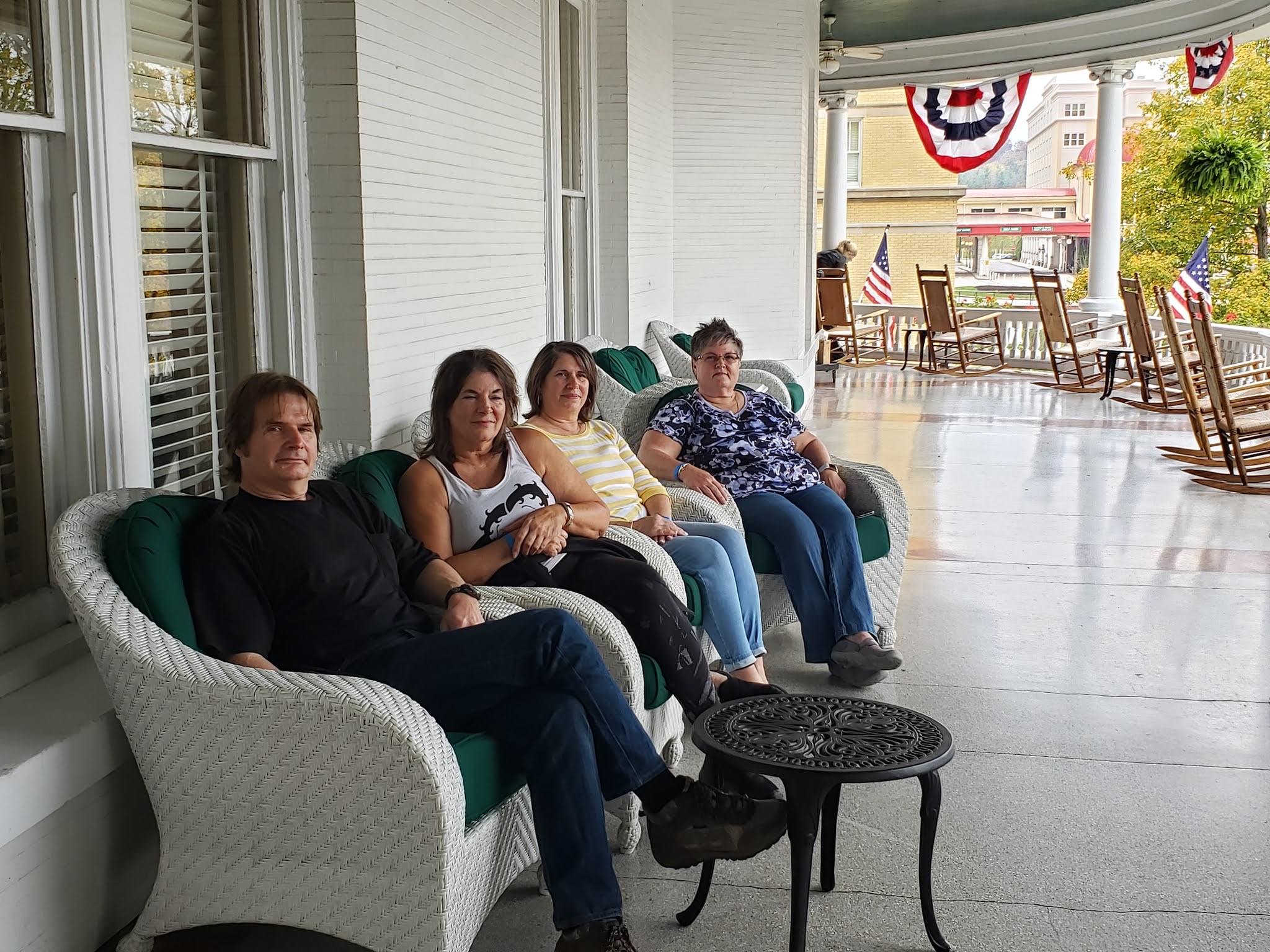 a group of people sitting on a couch