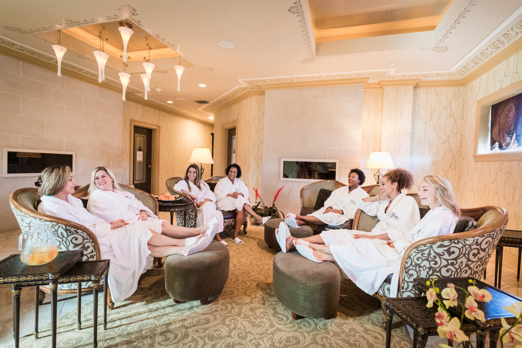 Ladies talking in a spa