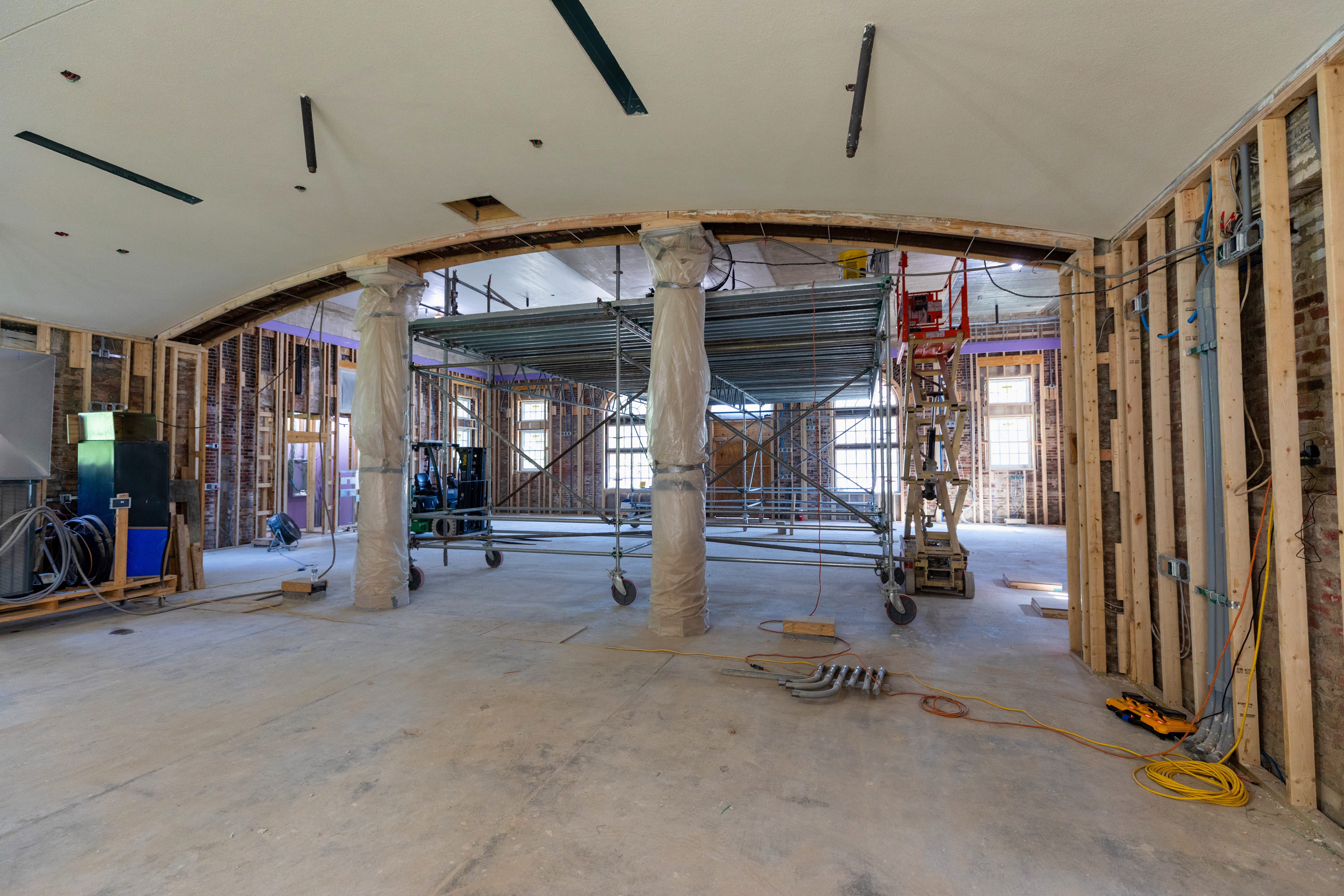 a construction site with a large ceiling