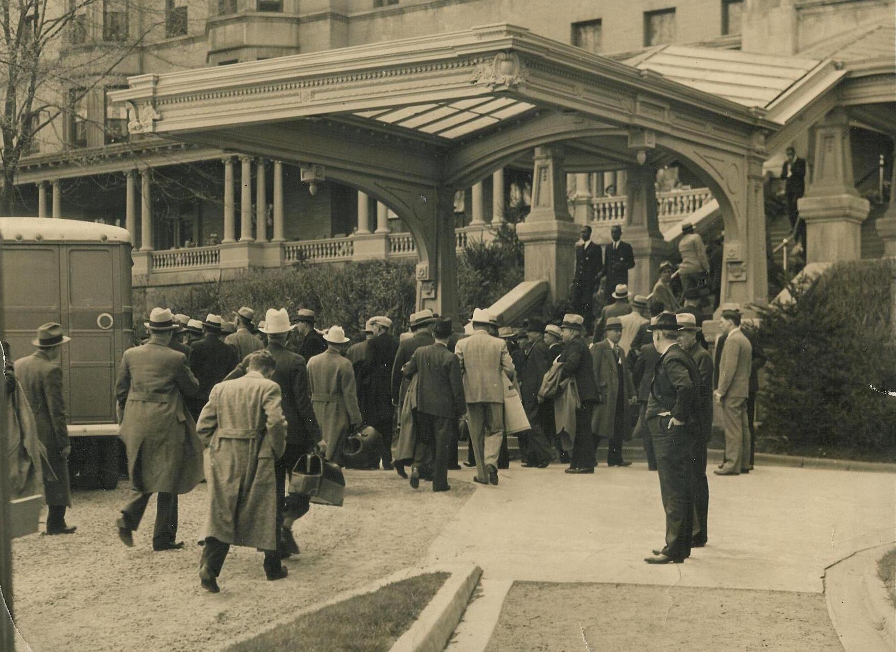 Old Photo of people entering French Lick Hotel