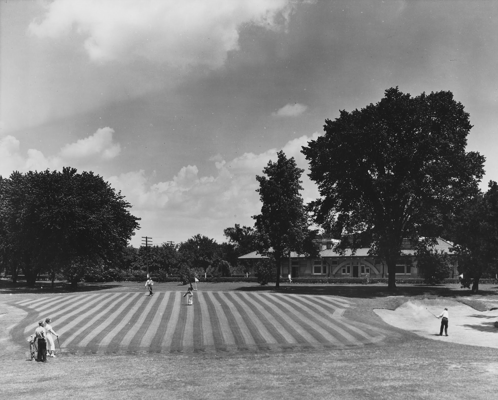 a group of people playing golf