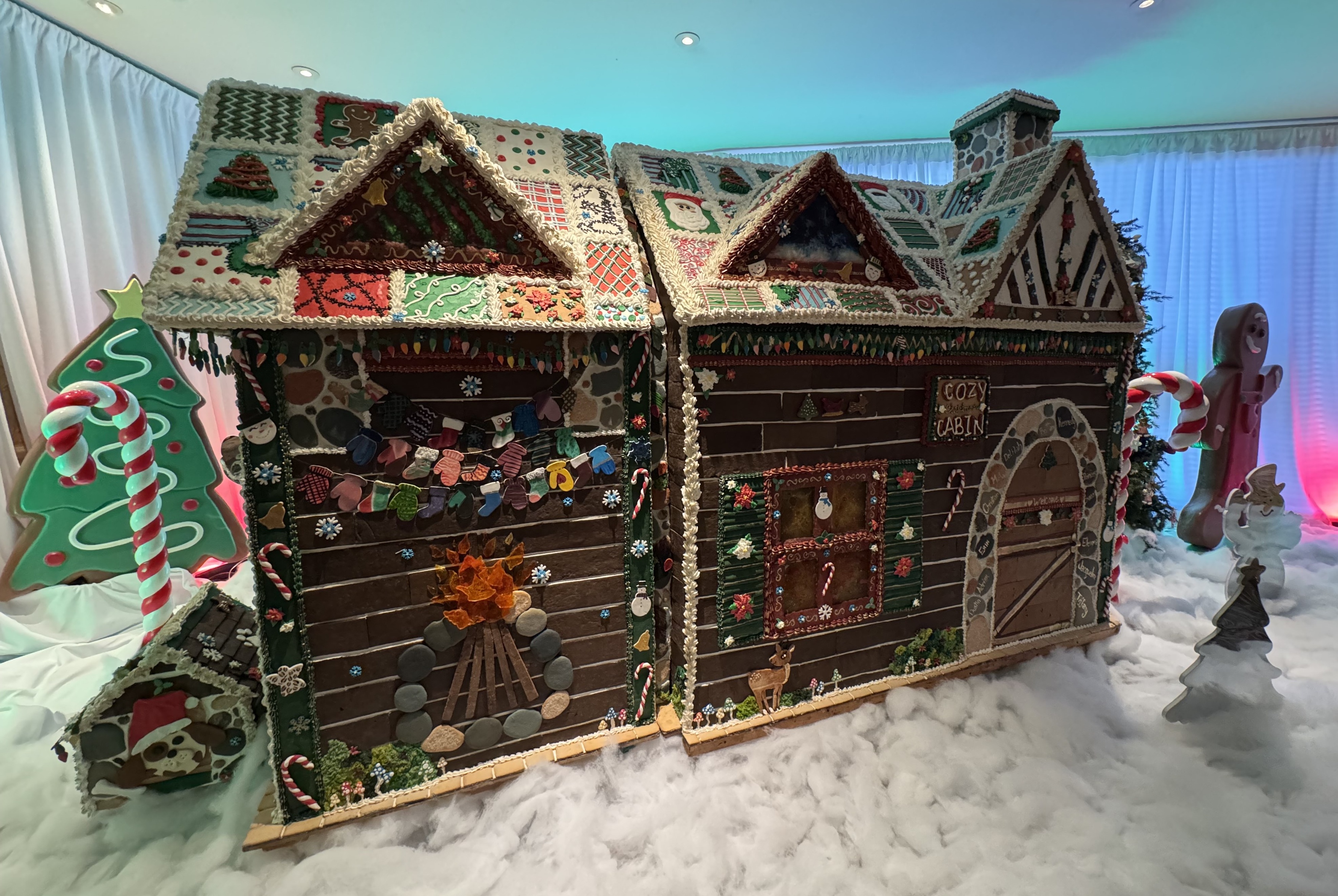 a gingerbread houses on a white surface