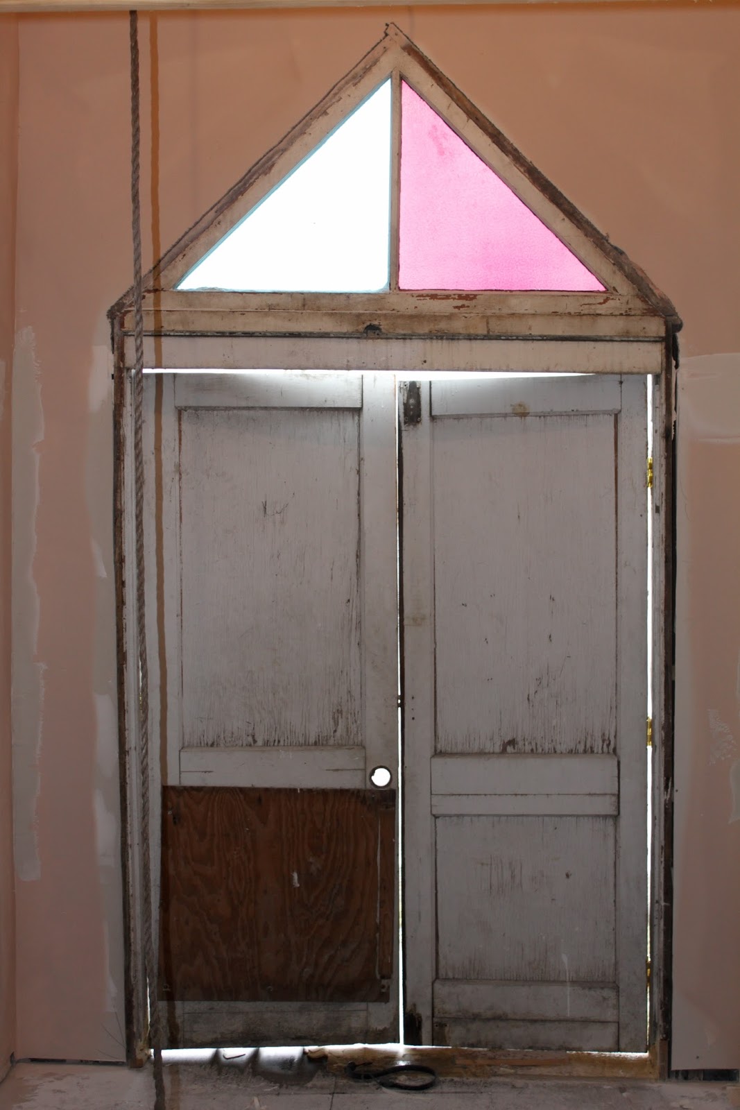 a door with a stained glass window