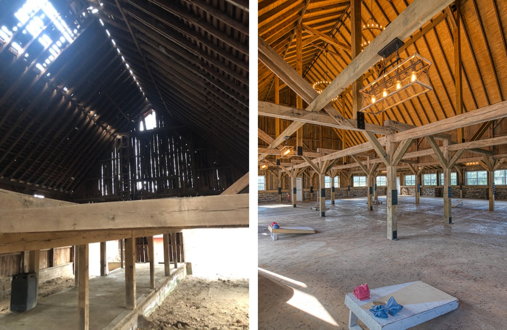 Historic Barn Interior Then and Now