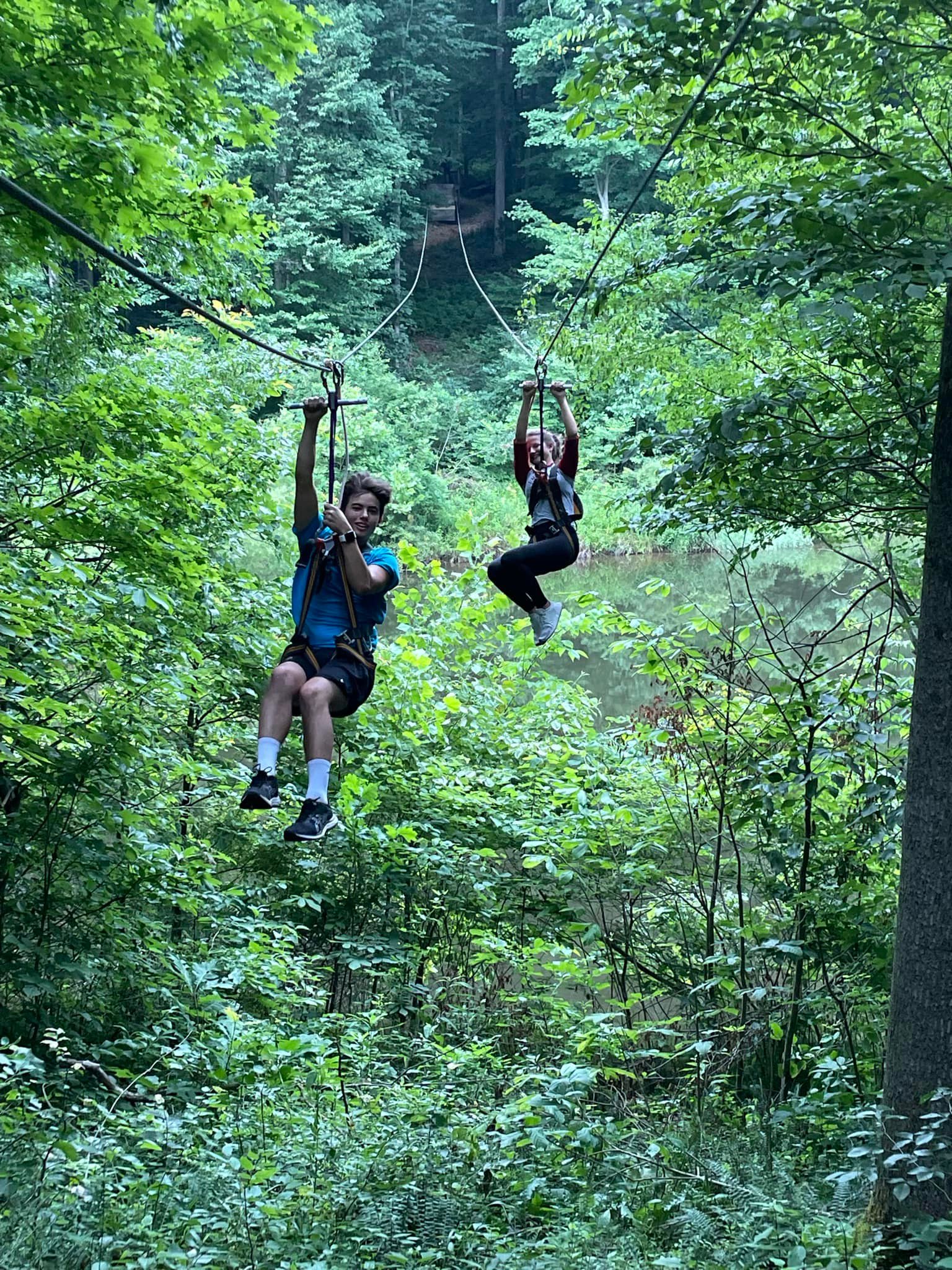 Kids on a zip line