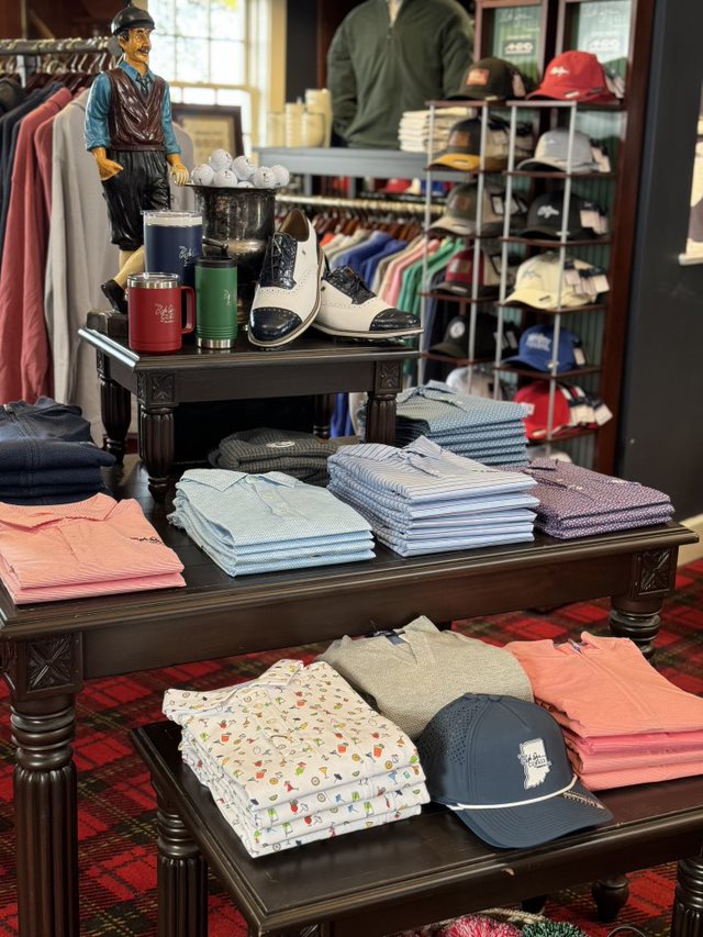 A display of golf merchandise