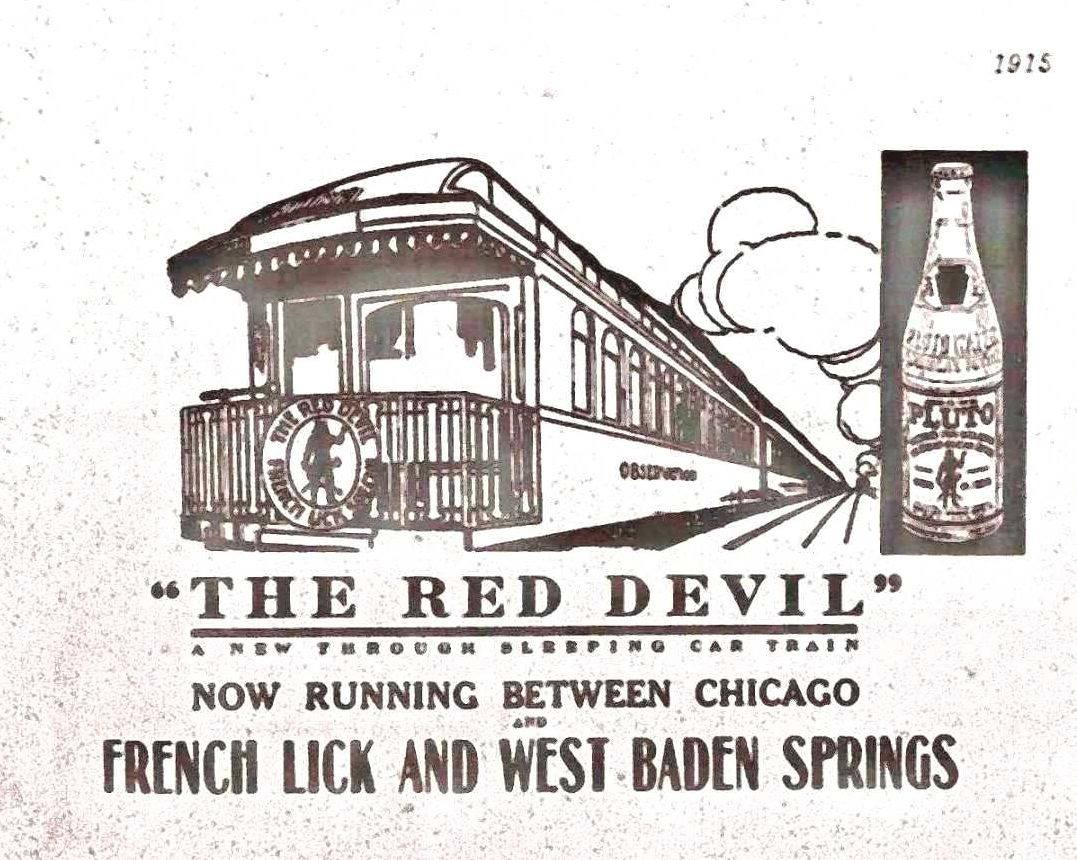 a black and white advertisement with a train and a bottle