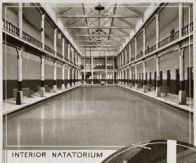 a large indoor swimming pool